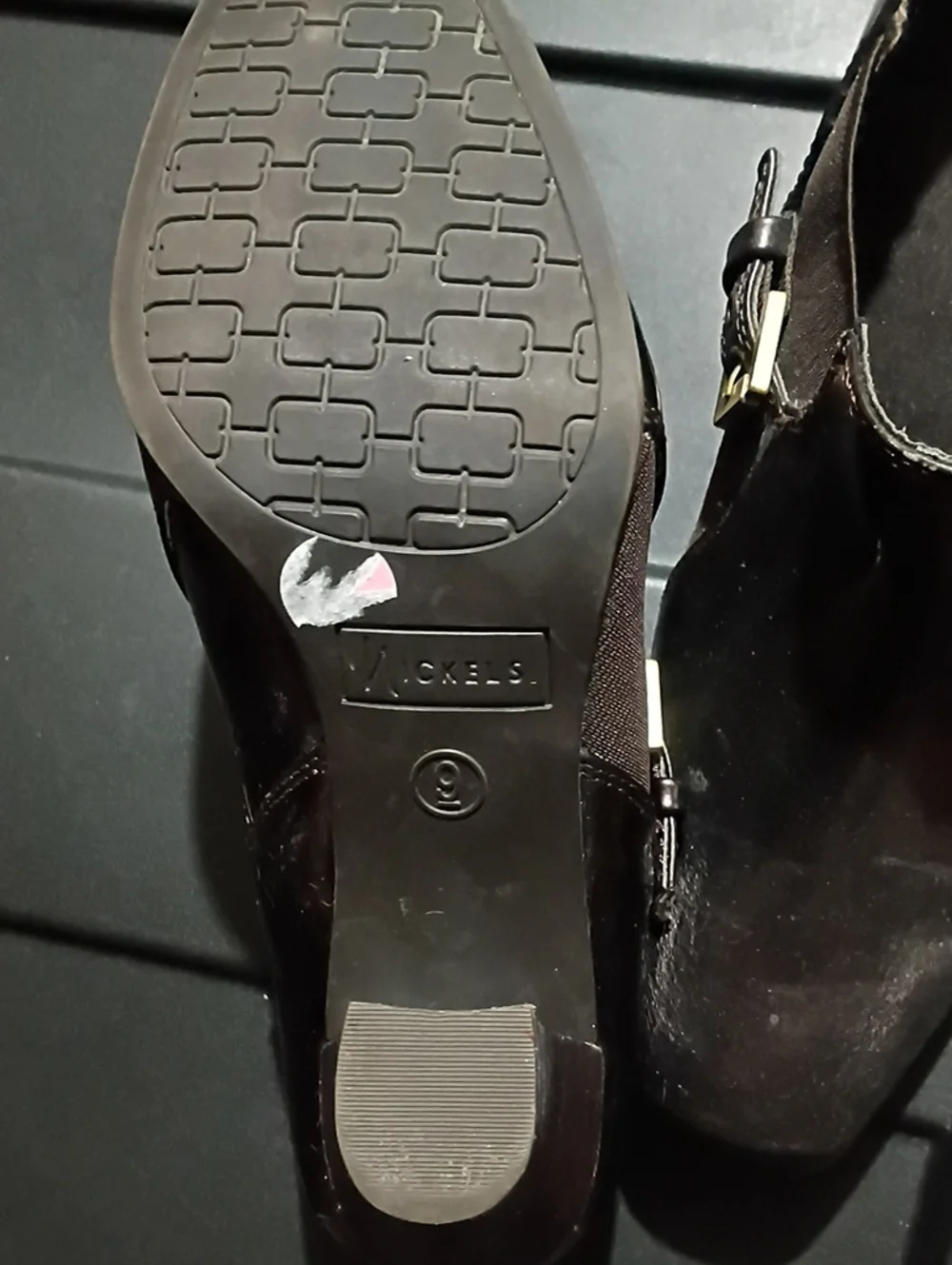 Nickels Faux Leather Square Toe Ankle Booties w/ Buckle Size 9